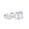 925 Sterling Silver Art Deco Princess Cut Round CZ Engagement Ring