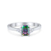 925 Sterling Silver Radiant Cut Round CZ Wedding Engagement Ring