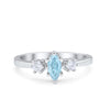 925 Sterling Silver Three Stone Marquise Round CZ Wedding Engagement Ring