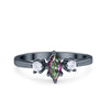 925 Sterling Silver Three Stone Marquise Round CZ Wedding Engagement Ring