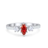 925 Sterling Silver Three Stone Marquise Round CZ Wedding Engagement Ring