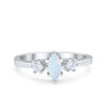 925 Sterling Silver Three Stone Marquise Round CZ Wedding Engagement Ring