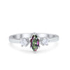 925 Sterling Silver Three Stone Marquise Round CZ Wedding Engagement Ring