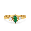 925 Sterling Silver Three Stone Marquise Round CZ Wedding Engagement Ring