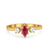 925 Sterling Silver Three Stone Marquise Round CZ Wedding Engagement Ring
