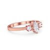 925 Sterling Silver Three Stone Marquise Round CZ Wedding Engagement Ring