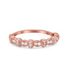 925 Sterling Silver Half Eternity Marquise Round CZ Wedding Band Ring