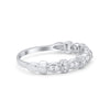 925 Sterling Silver Half Eternity Marquise Round CZ Wedding Band Ring