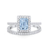 925 Sterling Silver Radiant Cut Two Piece Bridal Set Band Ring