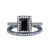 925 Sterling Silver Radiant Cut Two Piece Bridal Set Band Ring