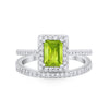 925 Sterling Silver Radiant Cut Two Piece Bridal Set Band Ring