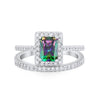 925 Sterling Silver Radiant Cut Two Piece Bridal Set Band Ring