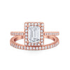 925 Sterling Silver Radiant Cut Two Piece Bridal Set Band Ring