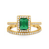 925 Sterling Silver Radiant Cut Two Piece Bridal Set Band Ring