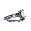 925 Sterling Silver Radiant Cut Two Piece Bridal Set Band Ring