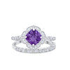 925 Sterling Silver Art Deco Bridal Set Cushion Round CZ Wedding Band Ring