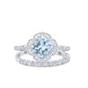 925 Sterling Silver Art Deco Bridal Set Cushion Round CZ Wedding Band Ring