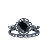 925 Sterling Silver Art Deco Bridal Set Cushion Round CZ Wedding Band Ring