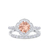 925 Sterling Silver Art Deco Bridal Set Cushion Round CZ Wedding Band Ring