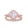 925 Sterling Silver Art Deco Bridal Set Cushion Round CZ Wedding Band Ring
