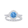 925 Sterling Silver Art Deco Bridal Set Cushion Round CZ Wedding Band Ring