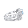 925 Sterling Silver Art Deco Vintage Style Bridal Set Round CZ Band Ring