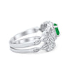 925 Sterling Silver Art Deco Vintage Style Bridal Set Round CZ Band Ring