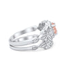 925 Sterling Silver Art Deco Vintage Style Bridal Set Round CZ Band Ring