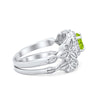 925 Sterling Silver Art Deco Vintage Style Bridal Set Round CZ Band Ring