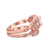 925 Sterling Silver Art Deco Vintage Style Bridal Set Round CZ Band Ring