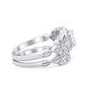 925 Sterling Silver Art Deco Vintage Style Bridal Set Round CZ Band Ring