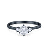 925 Sterling Silver Three Stone Round Cubic Zirconia Wedding Engagement Ring
