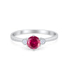 925 Sterling Silver Three Stone Round Cubic Zirconia Wedding Engagement Ring