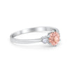 925 Sterling Silver Three Stone Round Cubic Zirconia Wedding Engagement Ring