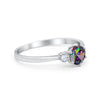 925 Sterling Silver Three Stone Round Cubic Zirconia Wedding Engagement Ring