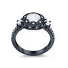 925 Sterling Silver Art Deco Wedding Engagement Ring Round Cubic Zirconia