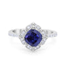 925 Sterling Silver Round Cubic Zirconia Cushion Art Wedding Engagement Ring
