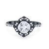 925 Sterling Silver Round Cubic Zirconia Cushion Art Wedding Engagement Ring