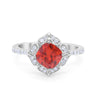 925 Sterling Silver Round Cubic Zirconia Cushion Art Wedding Engagement Ring