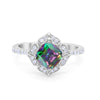 925 Sterling Silver Round Cubic Zirconia Cushion Art Wedding Engagement Ring