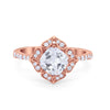 925 Sterling Silver Round Cubic Zirconia Cushion Art Wedding Engagement Ring