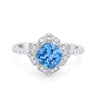 925 Sterling Silver Round Cubic Zirconia Cushion Art Wedding Engagement Ring