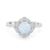 925 Sterling Silver Round Cubic Zirconia Cushion Art Wedding Engagement Ring