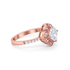 925 Sterling Silver Round Cubic Zirconia Cushion Art Wedding Engagement Ring