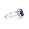 925 Sterling Silver Oval Art Round Cubic Zirconia Wedding Engagement Ring