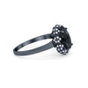 925 Sterling Silver Oval Art Round Cubic Zirconia Wedding Engagement Ring