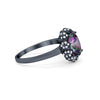 925 Sterling Silver Oval Art Round Cubic Zirconia Wedding Engagement Ring