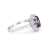 925 Sterling Silver Oval Art Round Cubic Zirconia Wedding Engagement Ring