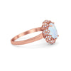 925 Sterling Silver Oval Art Round Cubic Zirconia Wedding Engagement Ring