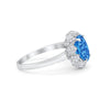925 Sterling Silver Oval Art Round Cubic Zirconia Wedding Engagement Ring